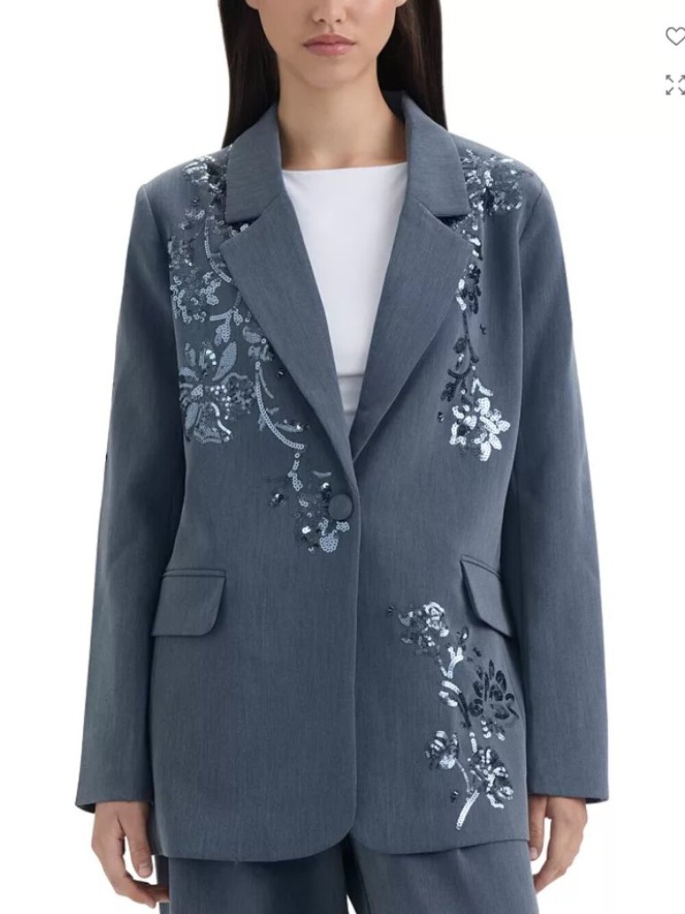 *NWOT* NVLT Sequin Embellished Notch Collar Single Button Blazer Jacket Sz L